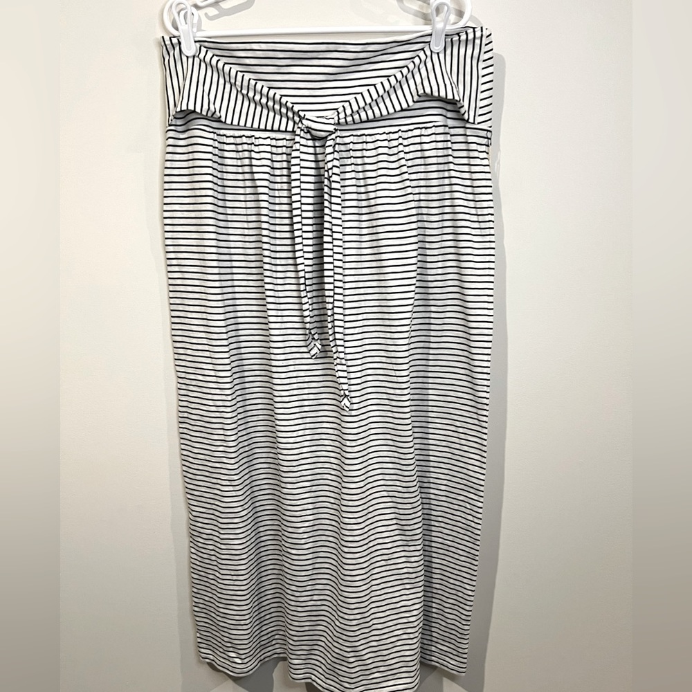 NWT Caslon Black Sunny Striped High Waist Tie Front Maxi Skirt Womens Size XL